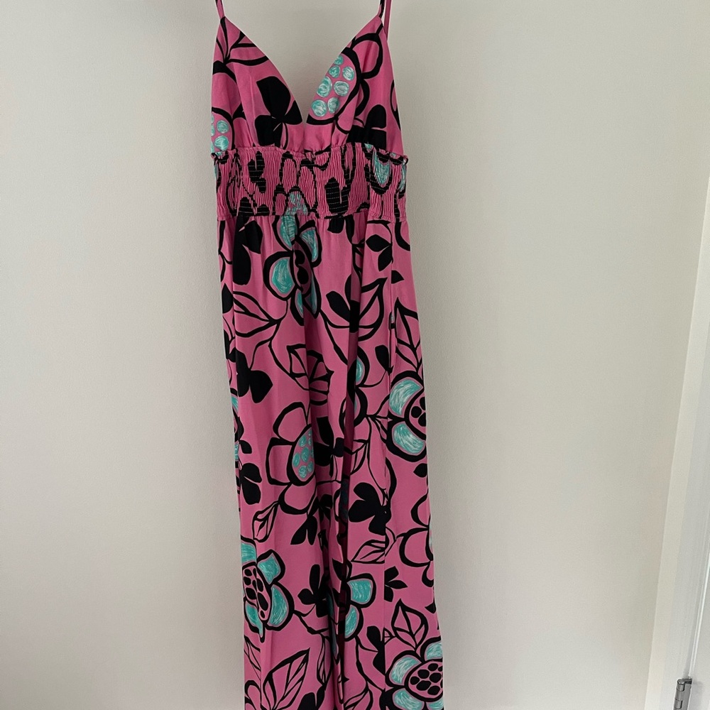 Zara Pink and Black Floral Maxi Dress